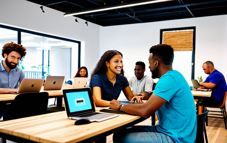 **
A diverse group of fully clothed digital nomads working together in a vibrant co-working space, laptops open, brainstorming ideas, appropriate attire, safe for work, perfect anatomy, natural proportions, professional environment, family-friendly.
**